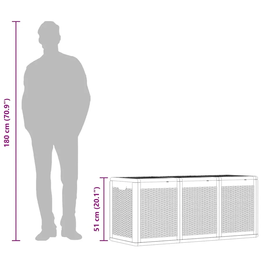 Boîte de rangement de jardin gris PP rotin 270 L - 11