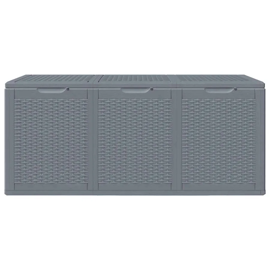 Boîte de rangement de jardin gris PP rotin 270 L - 4