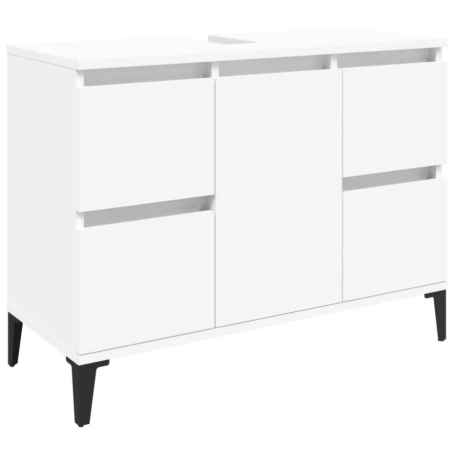 Ensemble de meubles salle de bain 3 pcs blanc bois d'ingénierie - 5