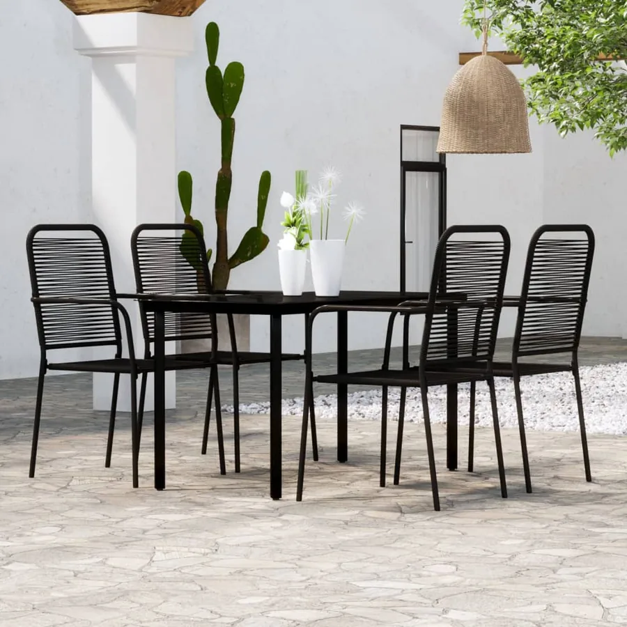Ensemble à manger de jardin 5 pcs Noir
