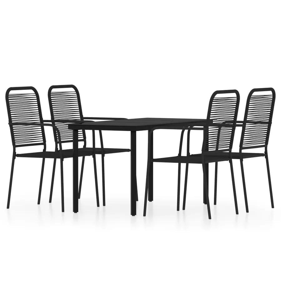Ensemble à manger de jardin 5 pcs Noir - 2