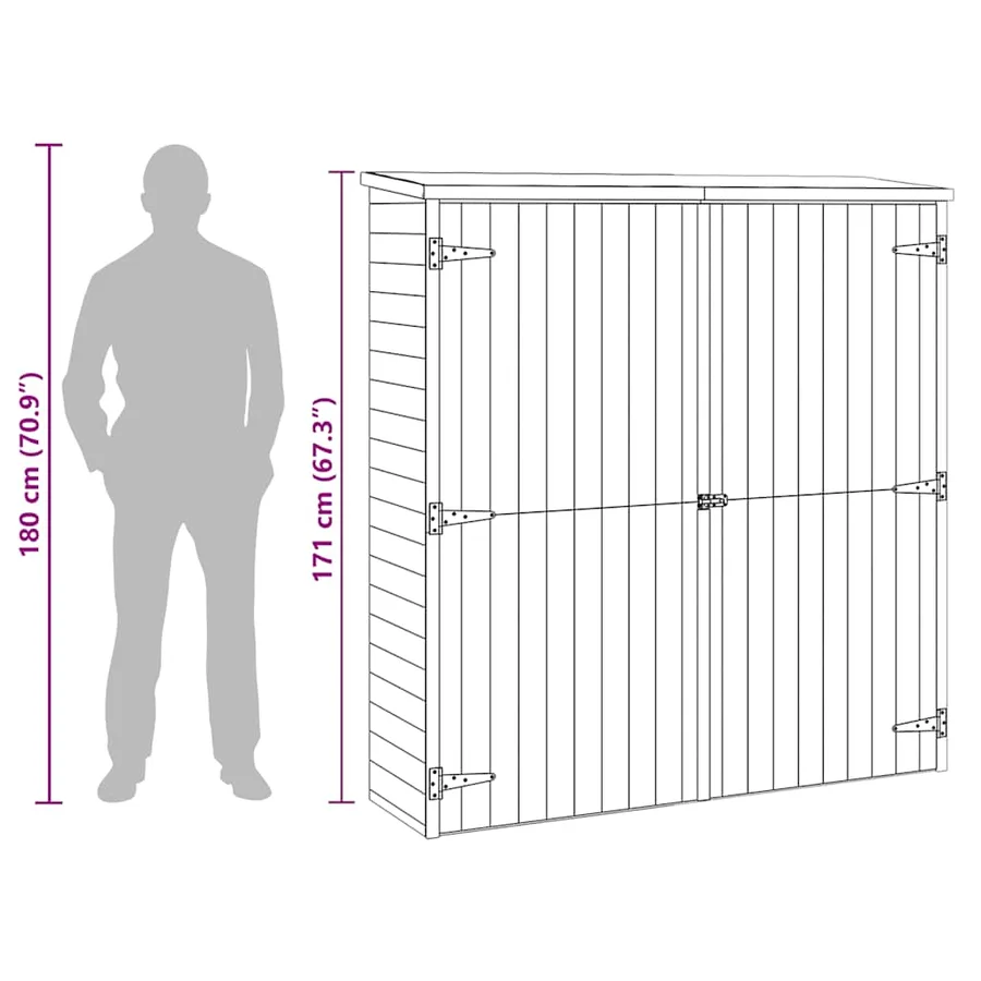 Abri à outils de jardin 163x50x171 cm Bois de pin solide - 9