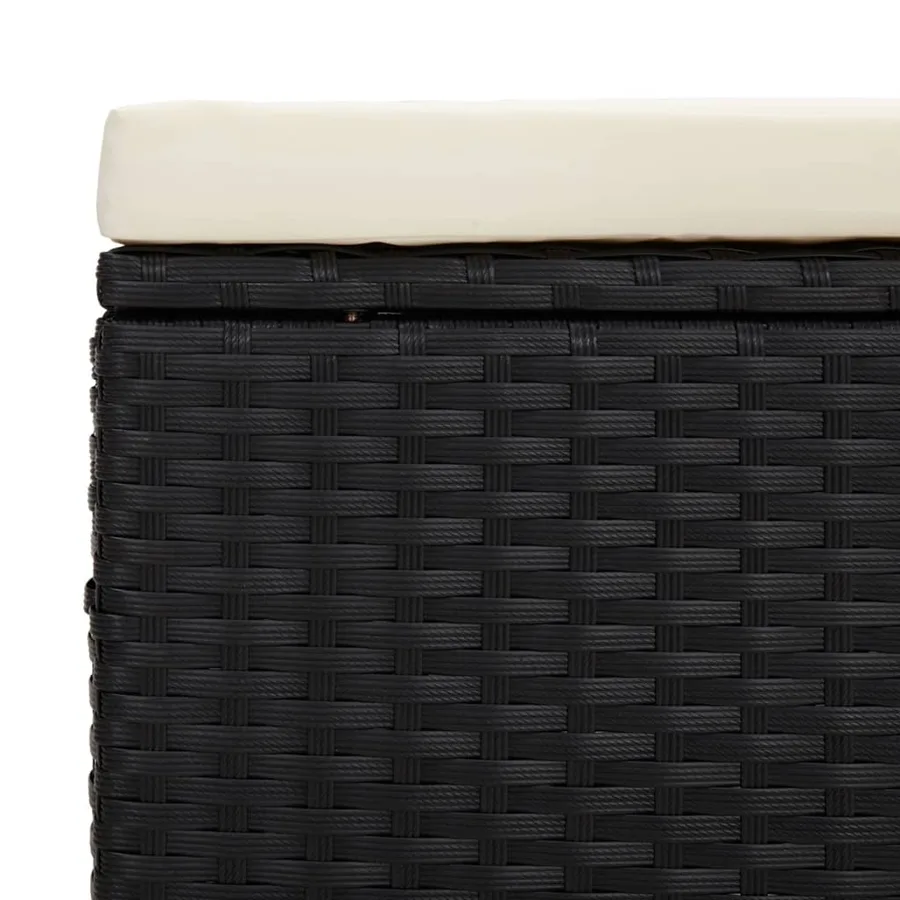 Poufs avec coussins lot de 2 noir 40x30x40 cm résine tressée - 8
