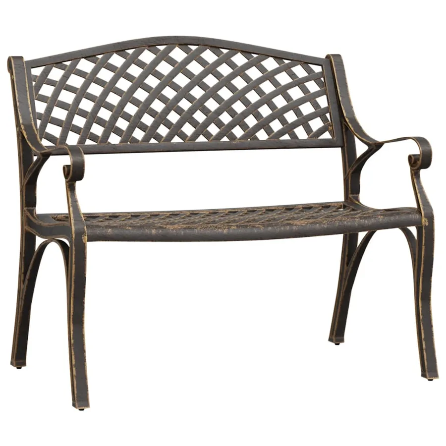 Banc de jardin 102 cm aluminium coulé bronze - 2