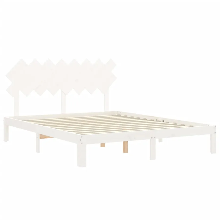 Cadre de lit sans matelas blanc 160x200 cm bois de pin massif - 5