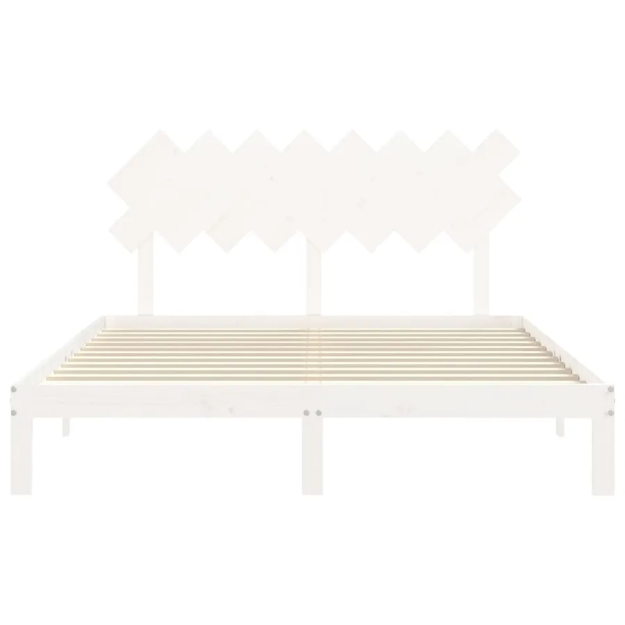 Cadre de lit sans matelas blanc 160x200 cm bois de pin massif - 6