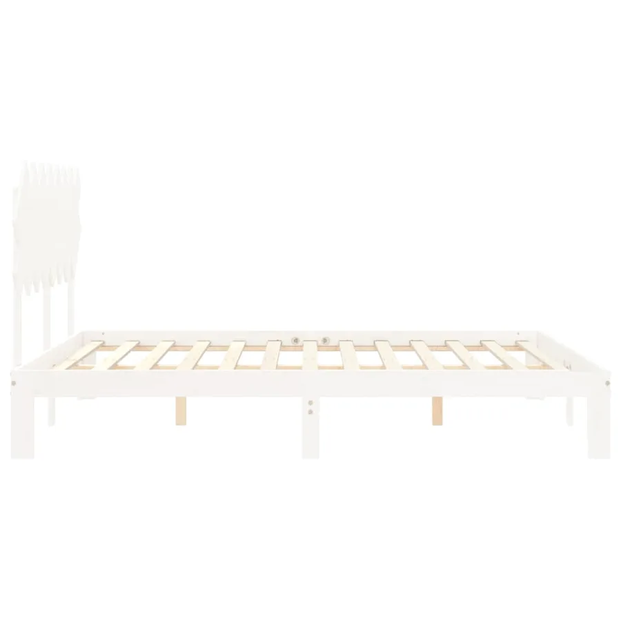 Cadre de lit sans matelas blanc 160x200 cm bois de pin massif - 7