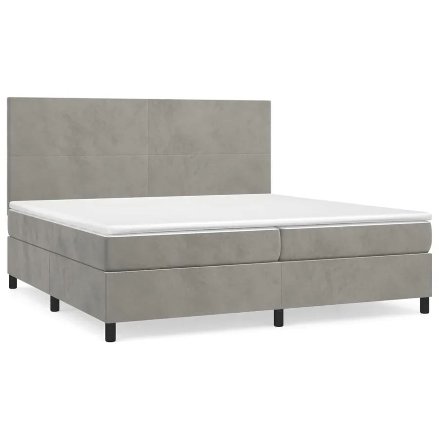Sommier à lattes de lit et matelas Gris clair 200x200cm Velours - 2