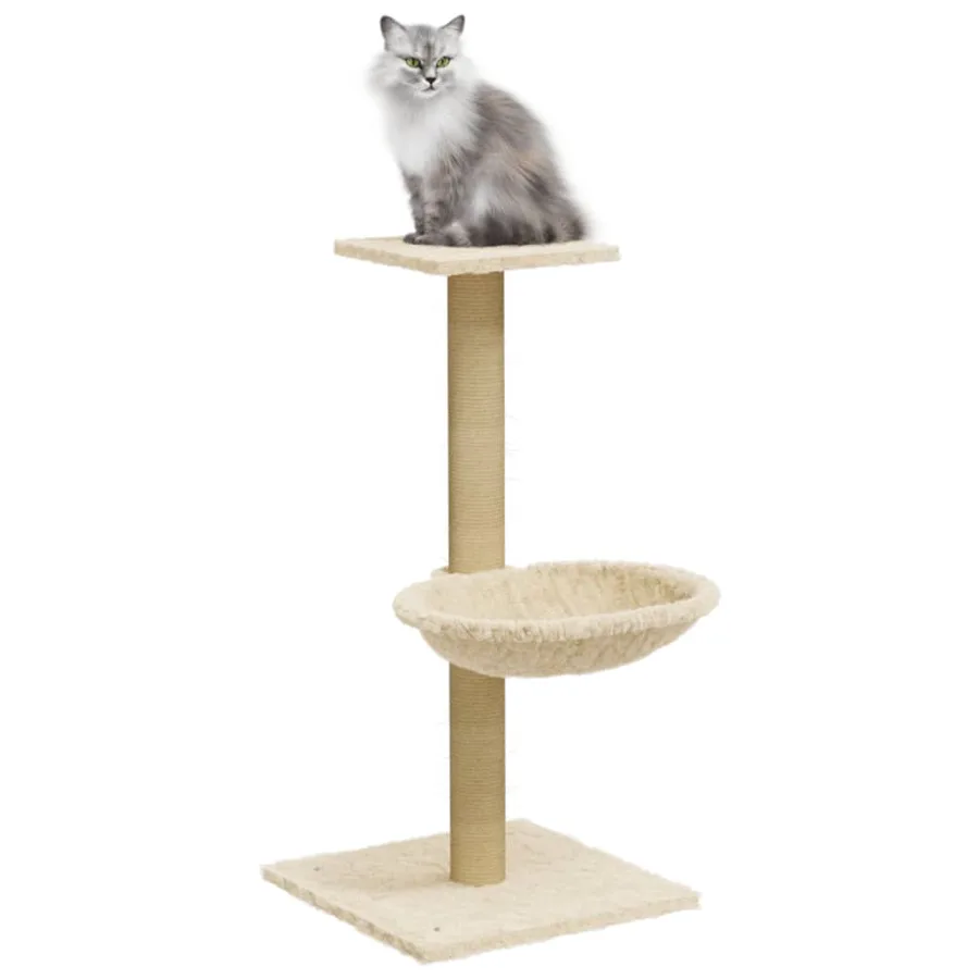 Arbre à chat avec griffoir en sisal Crème 74 cm - 3