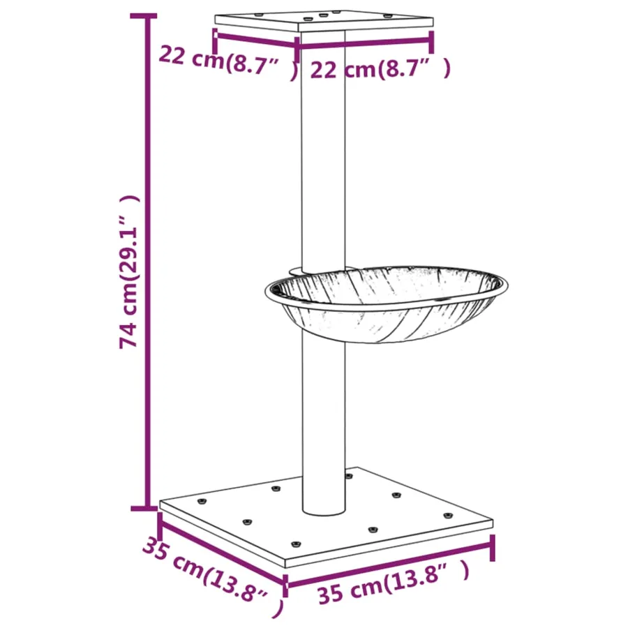 Arbre à chat avec griffoir en sisal Crème 74 cm - 9