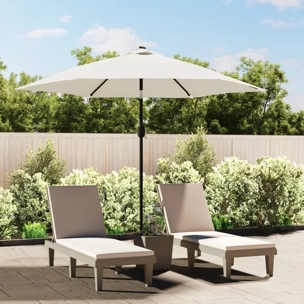 Parasol sable blanc avec Poteau en Acier 3 m