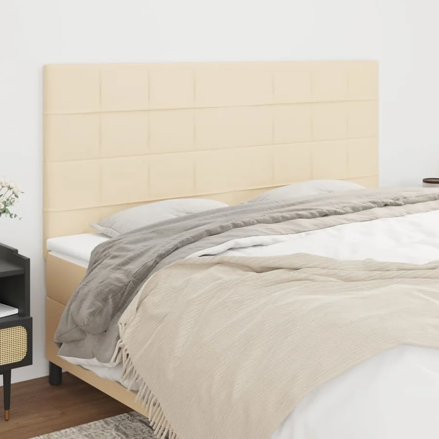 Tête de lit Crème 200x5x118/128 cm Tissu