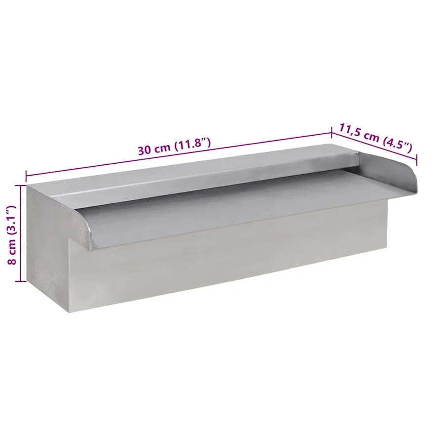 Lame d'eau rectangulaire 30 cm Acier inoxydable pour piscine - 7