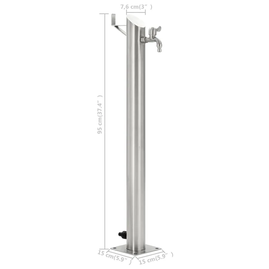 Colonne à eau de jardin ronde Acier inoxydable 95 cm - 8