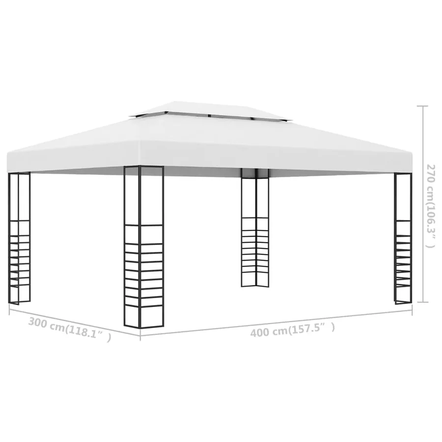 Chapiteau de jardin Acier enduit de poudre 4x3x2,7 m Blanc - 6