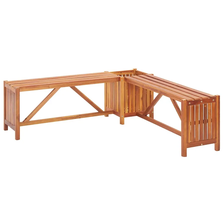 Banc de jardin et jardinière 117x117x40 cm Bois solide d'acacia - 2