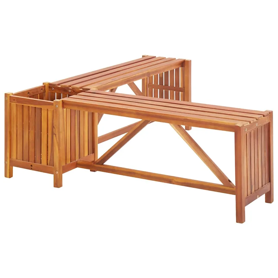 Banc de jardin et jardinière 117x117x40 cm Bois solide d'acacia - 5