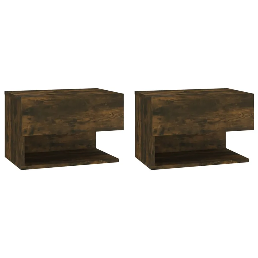Tables de chevet murales 2 pcs Chêne fumé - 2
