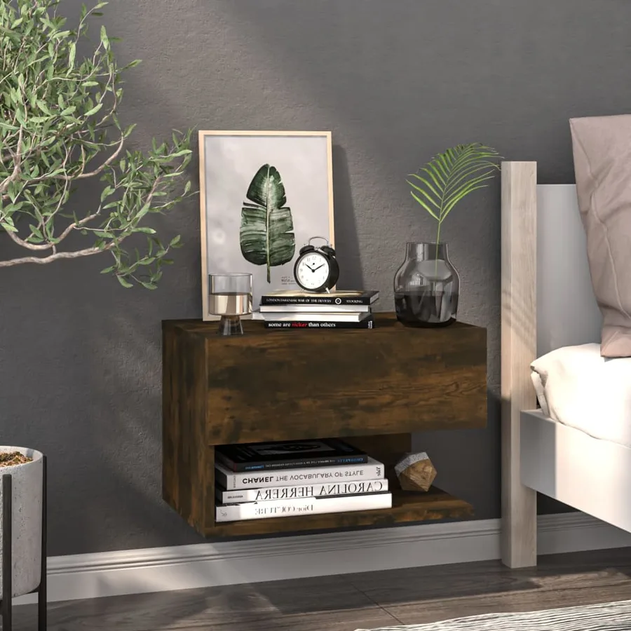 Tables de chevet murales 2 pcs Chêne fumé - 3