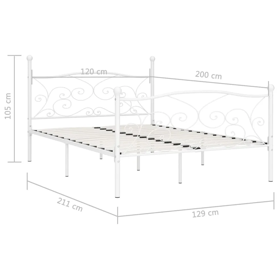 Cadre de lit sans matelas avec sommier à lattes métal 120x200cm - 5