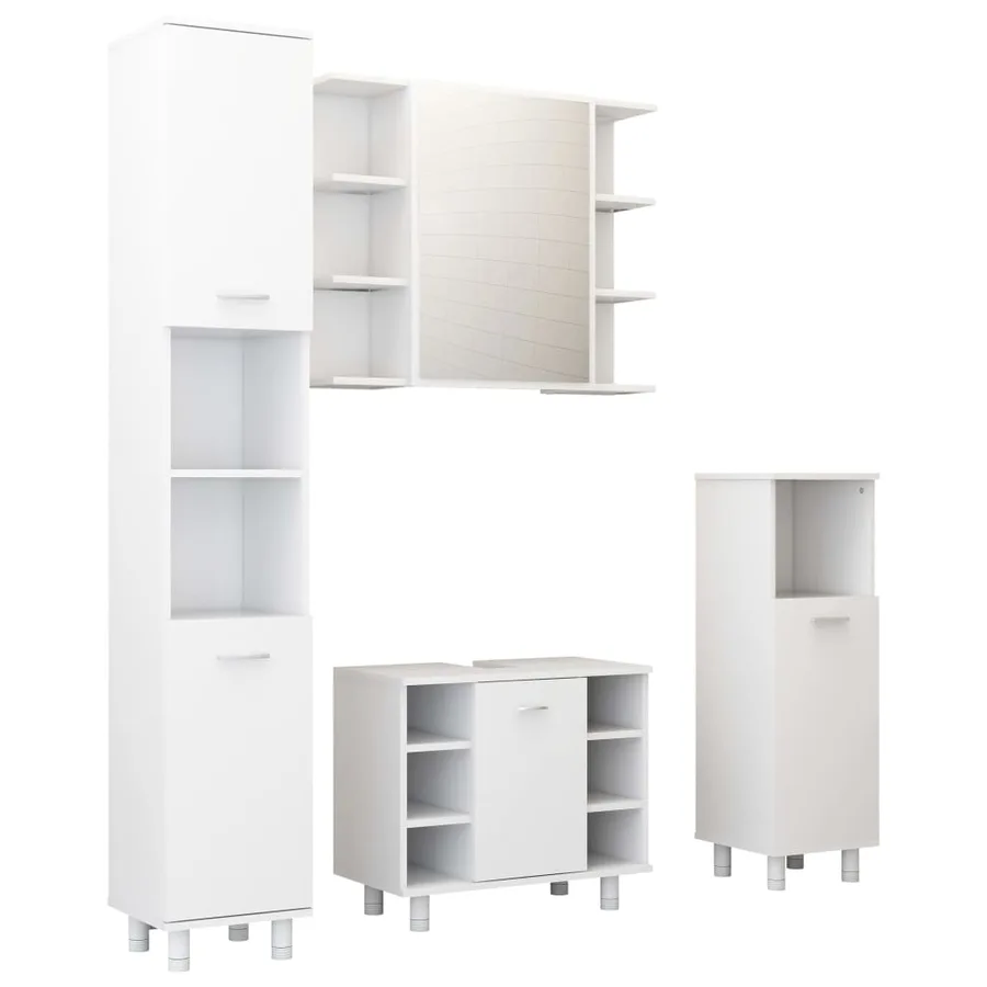 Ensemble de meubles de salle de bain 4pcs Blanc Bois ingénierie - 2