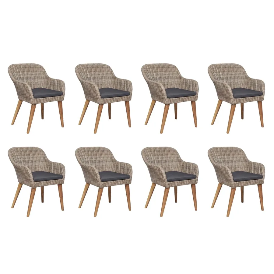 Salon de jardin avec coussins 9 pcs Résine tressée - 2