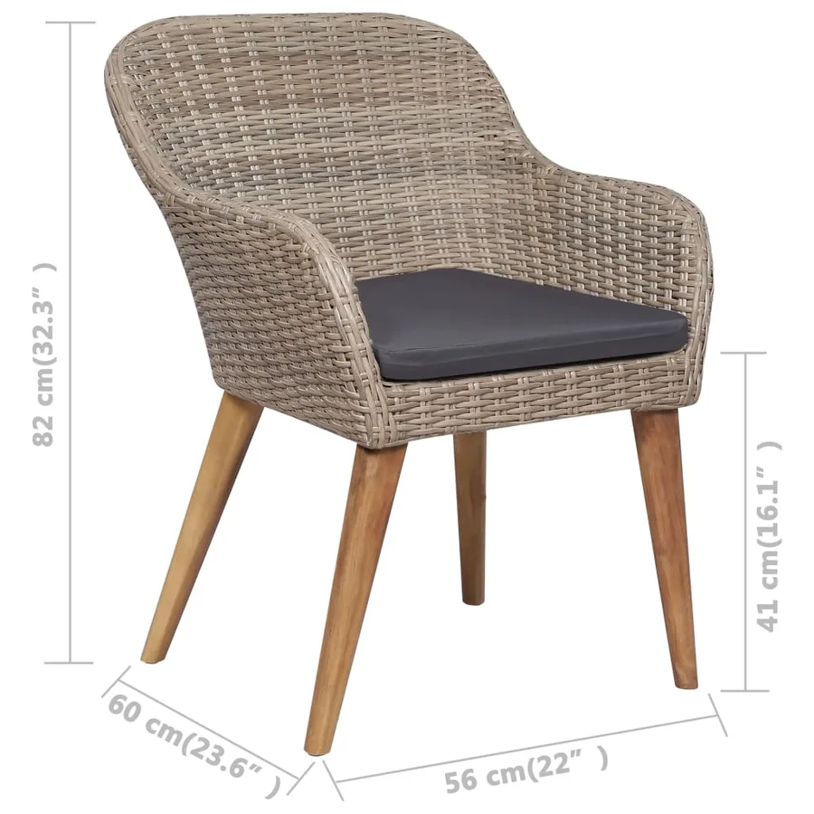 Salon de jardin avec coussins 9 pcs Résine tressée - 7
