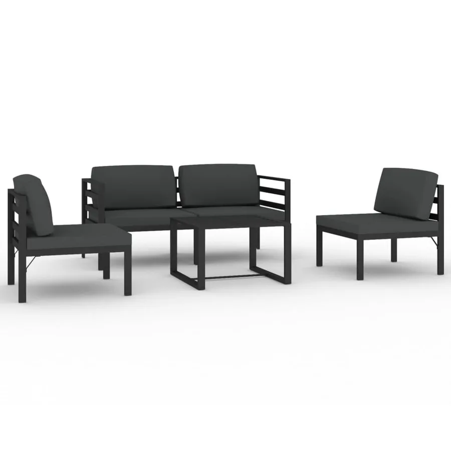 Salon de jardin 5 pcs avec coussins Aluminium Anthracite - 2