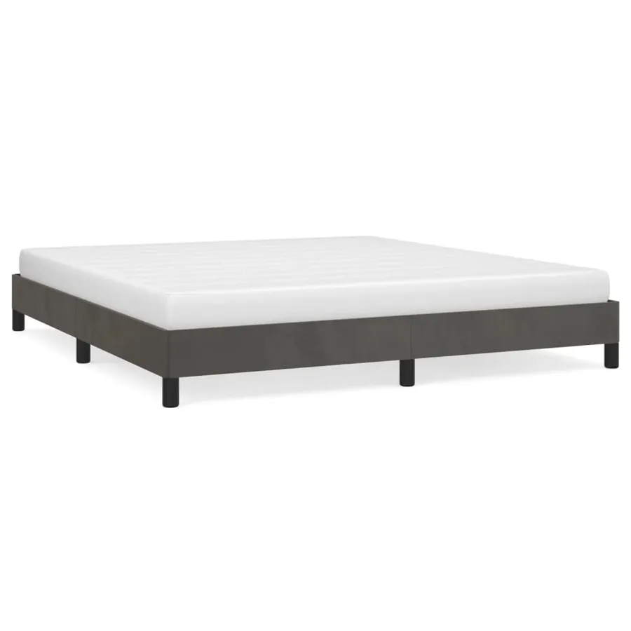 Cadre de lit sans matelas gris foncé 180x200 cm velours - 2