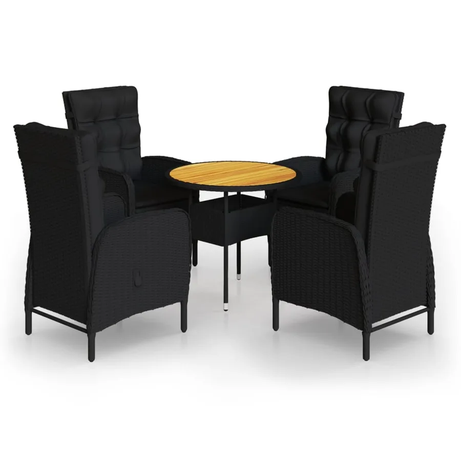 Ensemble de bistro de jardin 5 pcs Résine tressée Noir - 2