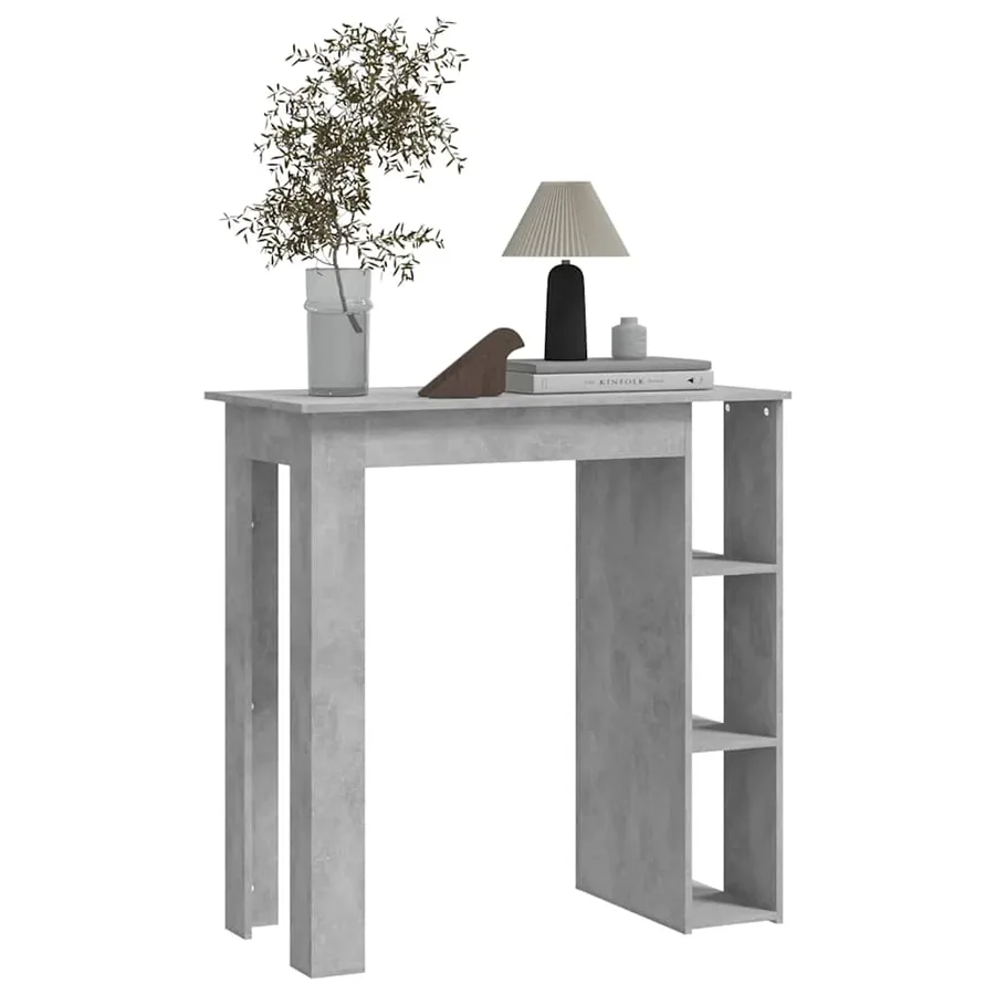 Table de bar avec étagère Gris béton Bois d'ingénierie - 5