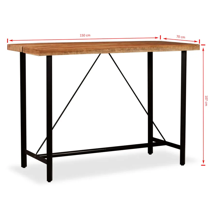 Table de bar Bois massif d'Acacia 150x70x107 cm - 13