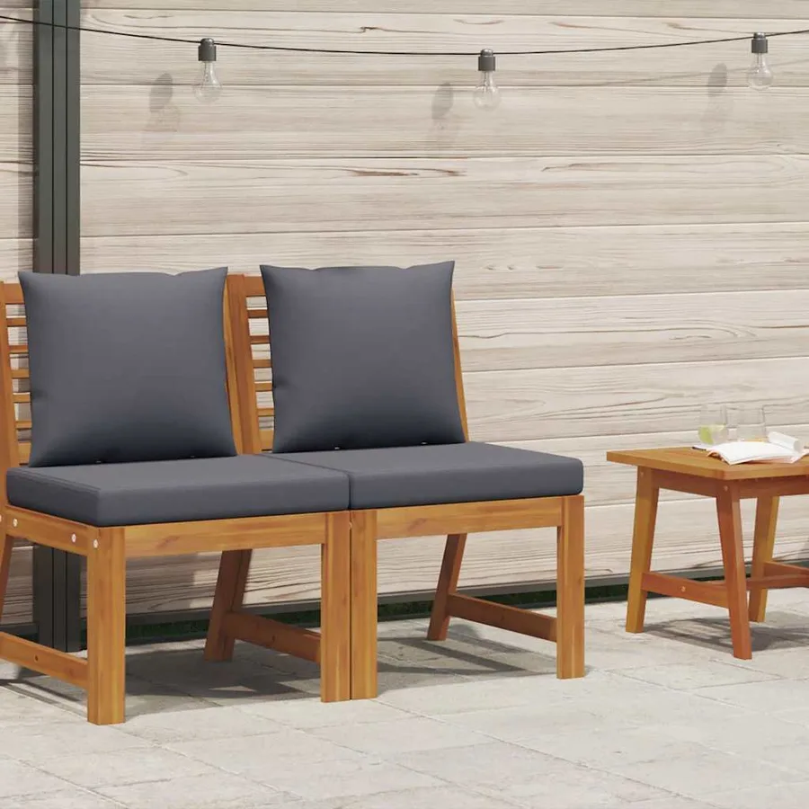 Canapé central sectionnel avec coussin gris foncé Bois d'acacia - 2