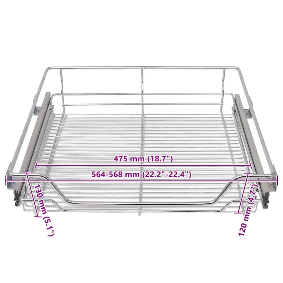 Panier en treillis métallique 2 pcs 600 mm Argenté - 8