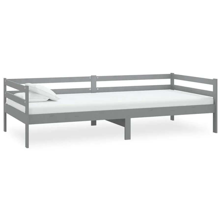 Lit de repos avec matelas 90x200 cm Gris Bois de pin massif - 4