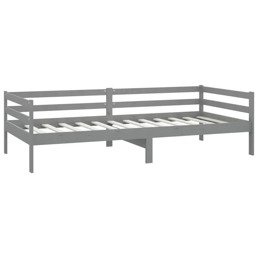 Lit de repos avec matelas 90x200 cm Gris Bois de pin massif - 5