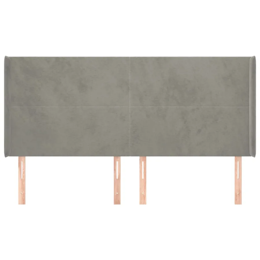 Tête de lit avec oreilles Gris clair 203x16x118/128 cm Velours - 3