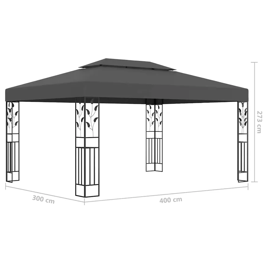 Tonnelle avec double toit et lumières LED 3x4 m Anthracite - 10