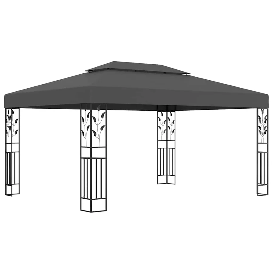 Tonnelle avec double toit et lumières LED 3x4 m Anthracite - 3