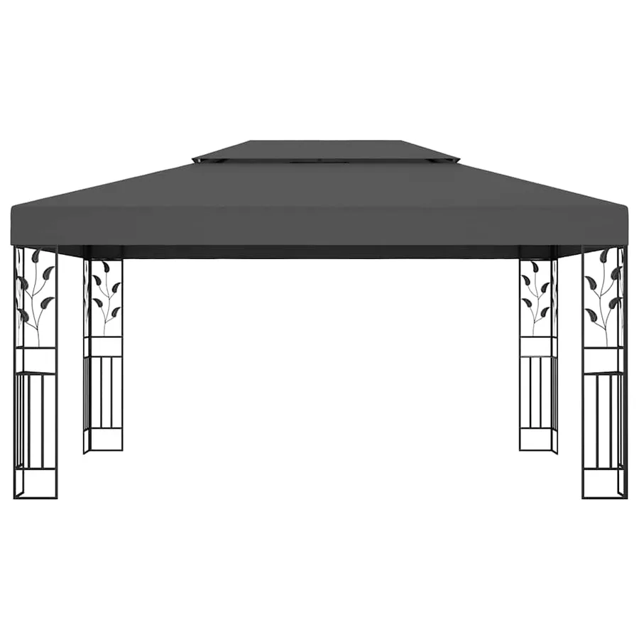 Tonnelle avec double toit et lumières LED 3x4 m Anthracite - 4