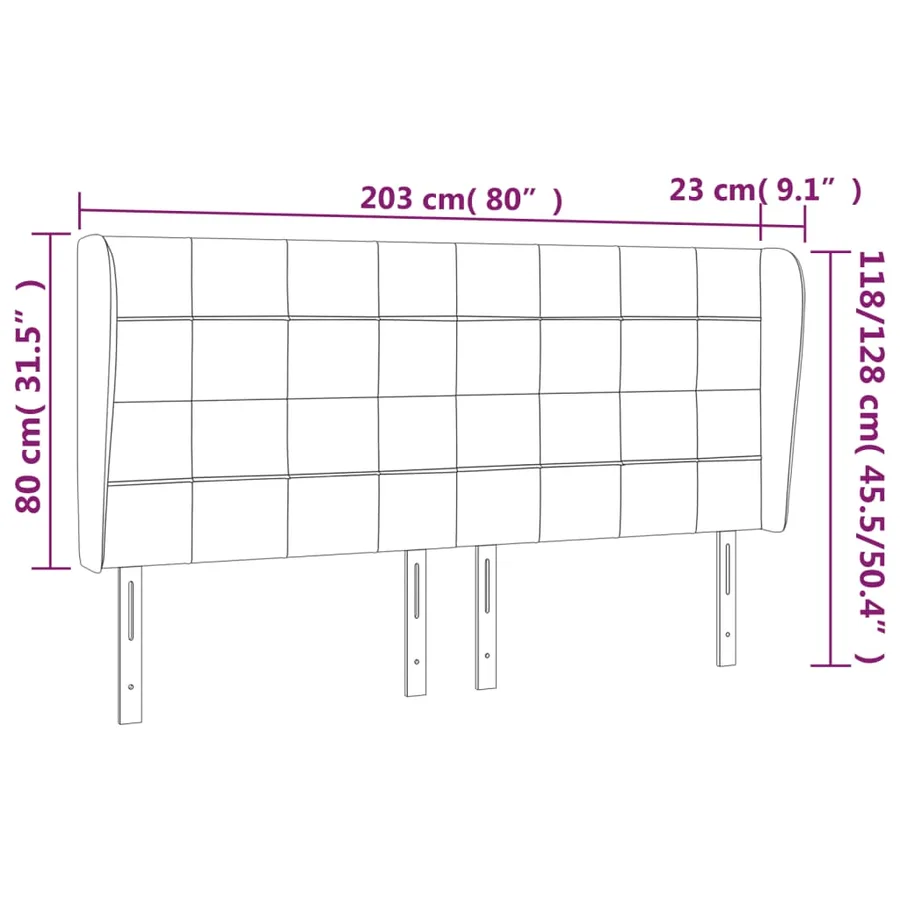Tête de lit avec oreilles Crème 203x23x118/128 cm Tissu - 9