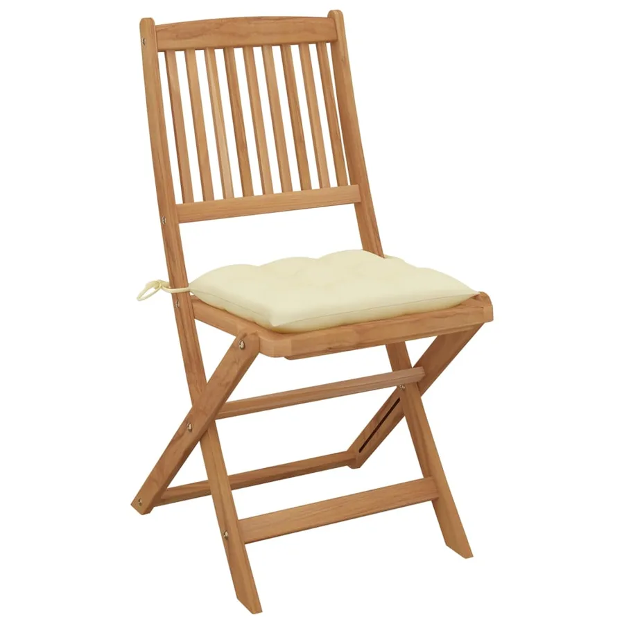 Chaises pliables de jardin lot de 8 avec coussins Bois d'acacia - 3