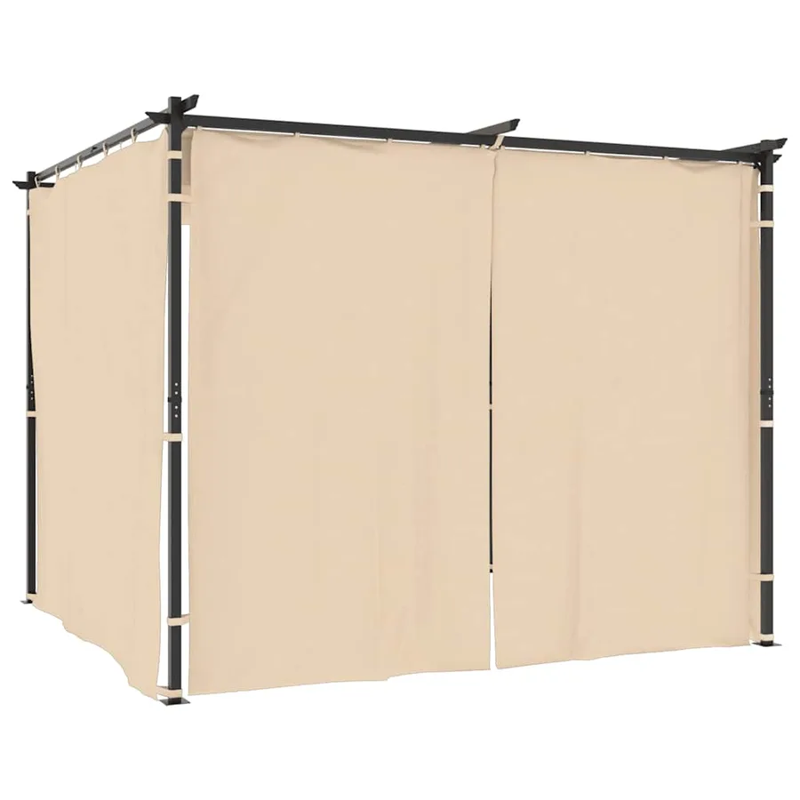 Tonnelle avec rideaux 3x3 m Crème Acier - 2
