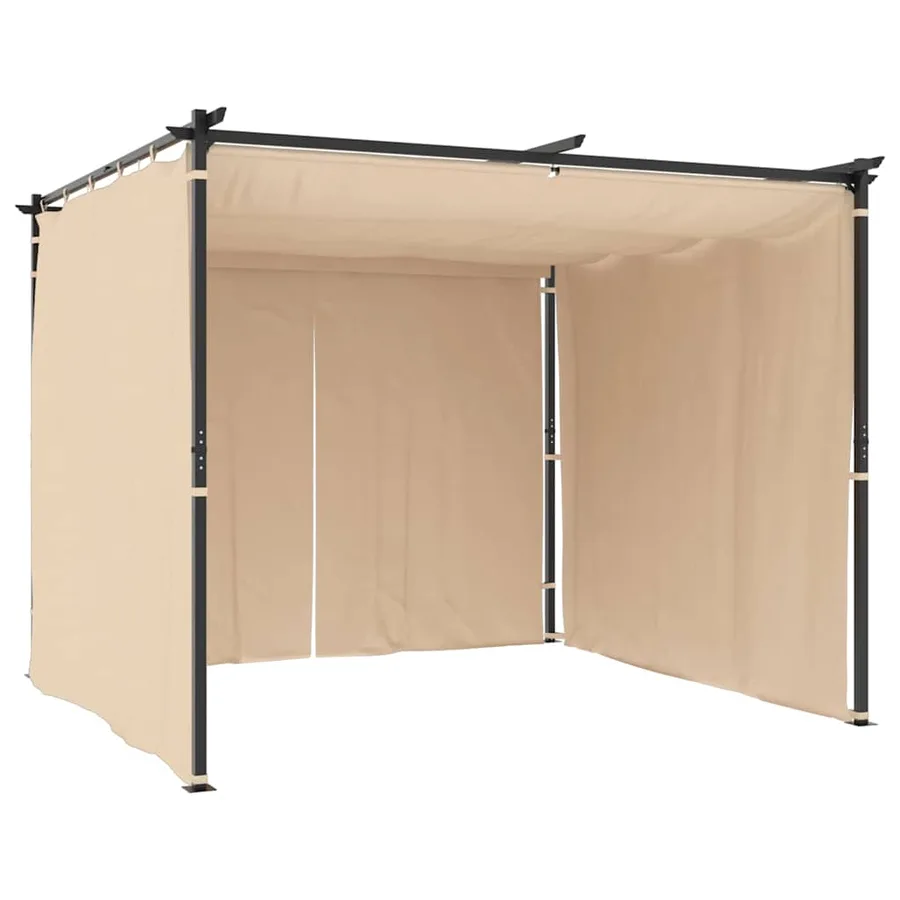 Tonnelle avec rideaux 3x3 m Crème Acier - 5