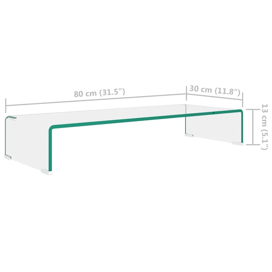 Meuble TV/pour moniteur 80x30x13 cm verre transparent - 6