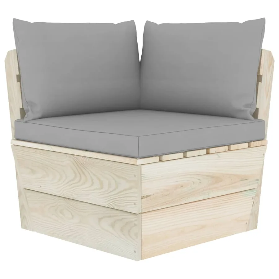 Canapé d'angle palette de jardin avec coussins Épicéa imprégné - 2