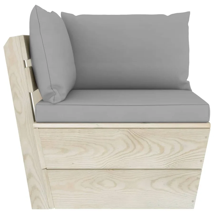 Canapé d'angle palette de jardin avec coussins Épicéa imprégné - 3