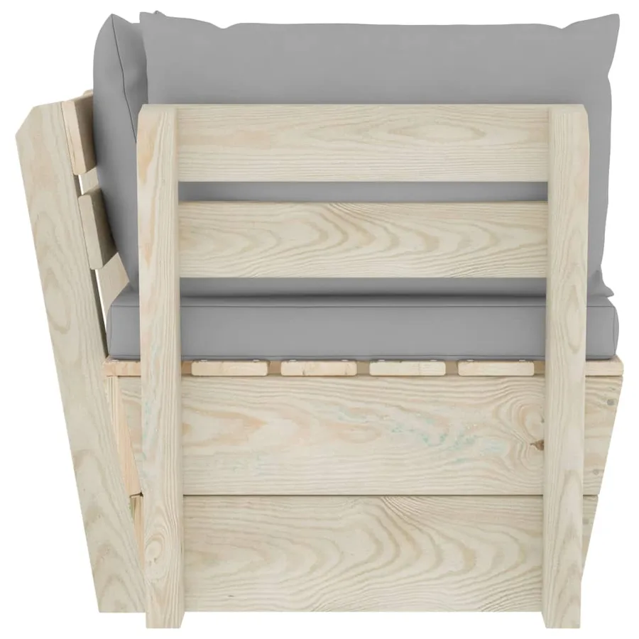 Canapé d'angle palette de jardin avec coussins Épicéa imprégné - 4