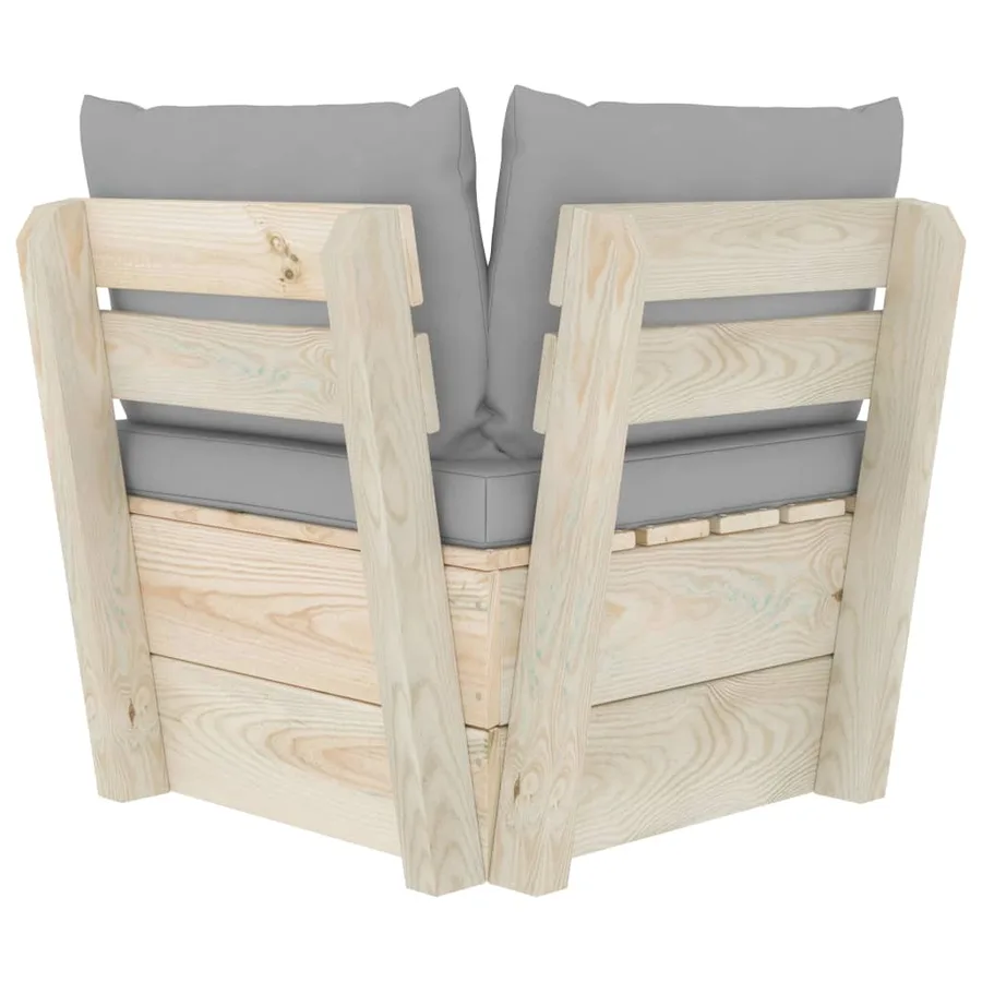 Canapé d'angle palette de jardin avec coussins Épicéa imprégné - 5