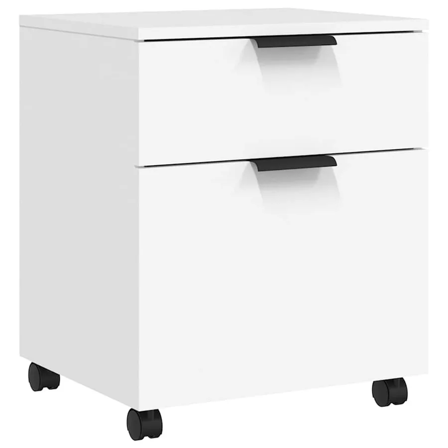 Classeur mobile avec roues Blanc 45x38x54 cm Bois d'ingénierie - 2